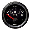 VDO Cockpit Vision Voltmeter Electric Short Sweep 8-16 volt 52mm 12 volt Black Through Dial Black Bezel